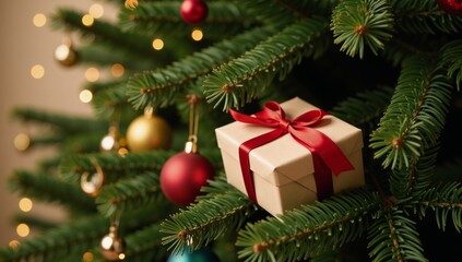 Gold-blurred Christmas tree backdrop