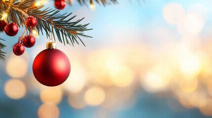red christmas ball on a tree