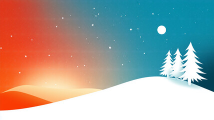 Naklejka premium winter landscape with christmas tree