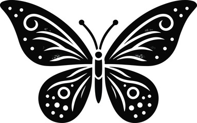 Butterflies silhouette black background on white Background