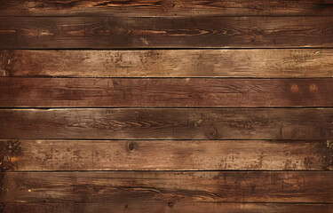 Obraz premium Horizontal planks showcase a weathered texture with rich brown hues and natural imperfections adding warmth and character to any composition