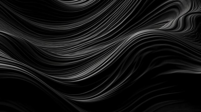 An Elegant Flowing Collection of Black Waves Creating an Abstract Background Design