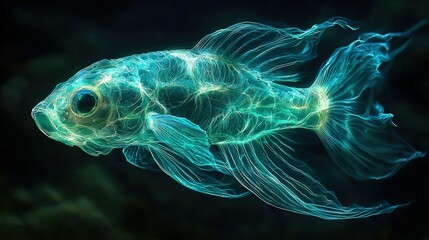   A clear photo of a fish's head and body in water