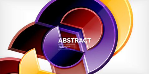 Glass reflective geometric round shapes background. Vector Illustration For Wallpaper, Banner, Background, Card, Book Illustration, landing page