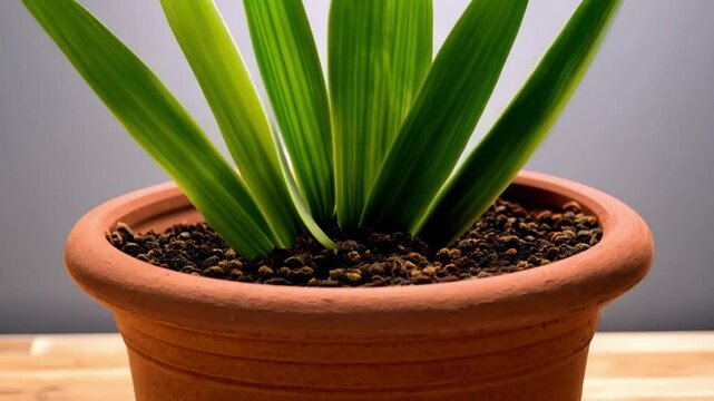 acaulescent plant growing