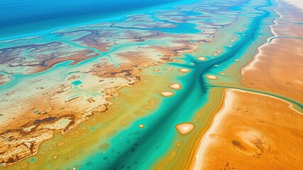 A stunning high-resolution aerial image captures the vibrant blue waters of the Gulf of Mexico, 