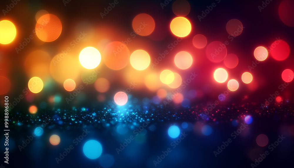 Wall mural blur light overlay lens flare filter defocused sparkles festive gleam leak bokeh rainbow orange red 