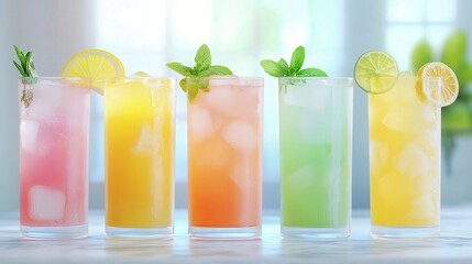 Refreshing citrus drinks with ice