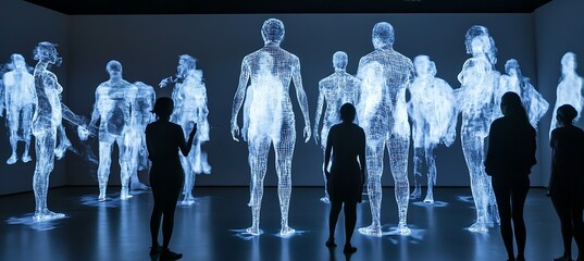 A holographic concert where the audience interacts with virtual performers