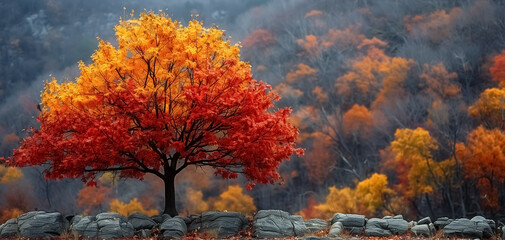 Deep autumn photography, colorful trees, golden autumn details
