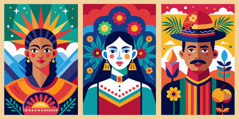 Vibrant posters celebrating national hispanic heritage and cultural diversity