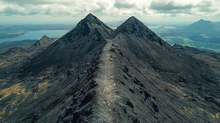   An aerial view of a mountain range with the words NMA YB Appetical on it