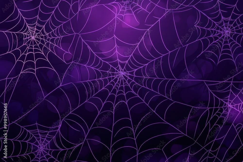 Canvas Prints purple background with spider webs halloween design, flat vector illustration of cobwebs on a dark b