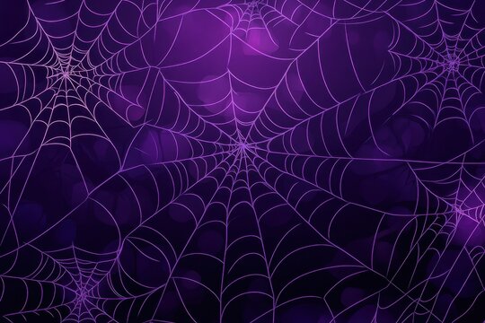 purple background with spider webs Halloween design, flat vector illustration of cobwebs on a dark blue backdrop for a web banner or packaging paper texture Generative AI