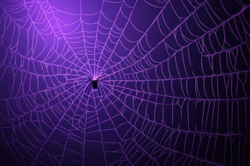 Obraz premium purple background with spider webs Halloween decoration or design element Spider web pattern in a flat style Halloween texture with cobwebs on a dark blue backdrop Generative AI