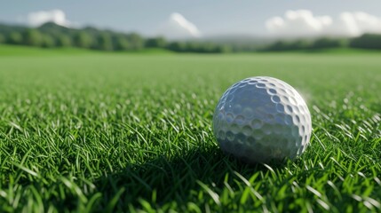 Obraz premium Golf Ball on Green Grass - Close Up