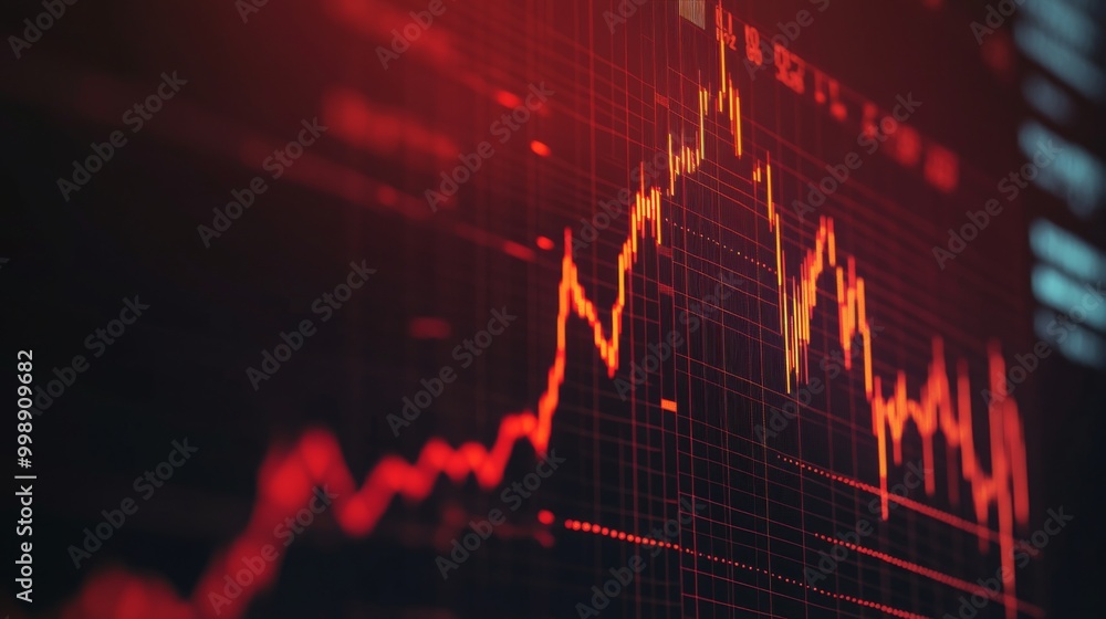 Aufkleber a digital screen displaying a floating trending line graph symbolizing rate cuts in financial market