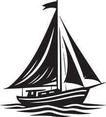 A black and white boat silhouette design
