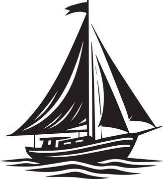 recommend clip art: A black and white boat silhouette design