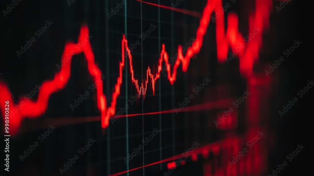 Aufkleber a digital screen displaying a floating trending line graph symbolizing rate cuts in financial market