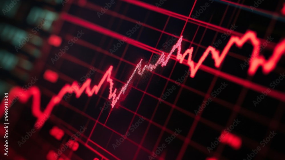 Aufkleber a digital screen displaying a floating trending line graph symbolizing rate cuts in financial market