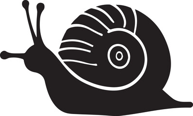 A black and white snail silhouette design