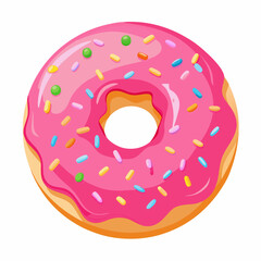 donut with pink frosting and sprinkles