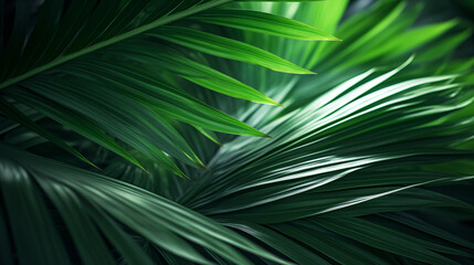 Vibrant Green Palm Leaves Closeup