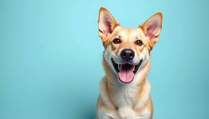 Adorable Dog Portraits with Happy Expressions on Light Blue Background - Cute Dog Photos