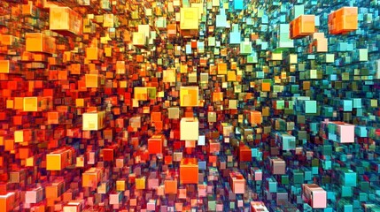 Fototapeta premium Abstract 3D Cube Art Collection: Geometric Designs, Textures, and Colorful Patterns