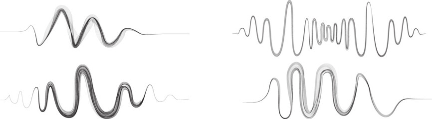 Decorative wave of lines . Intertwined one lines waves. Abstract flow linear fluid design element .Zigzag waves. Wavy Music sounds lines. Wavy ornament design.Line art .Vector 