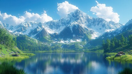 Stunning Mountain Lake Landscape - Serenity in Nature