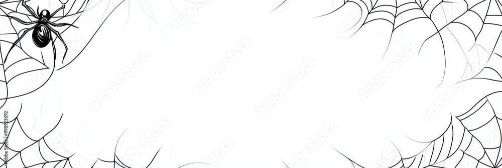Canvas Prints web banner with spider webs on a white background a cartoon illustration generative ai
