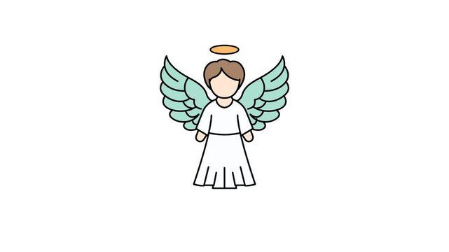 Animated of Angel icon motion graphic animation. Christmas concept icon animation