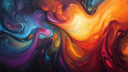 Abstract Swirling Painting with Vibrant Colors