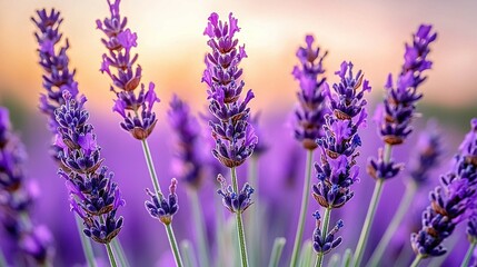 Naklejka premium Close-up photo of various flowers, including purples in foreground, against a pink backdrop