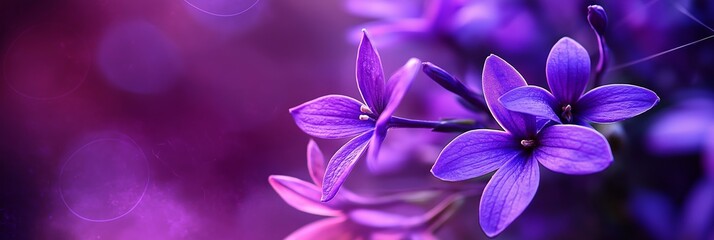Purple flowers are captured in a stunning close-up while the background is beautifully blurred, highlighting the petals' elegance.