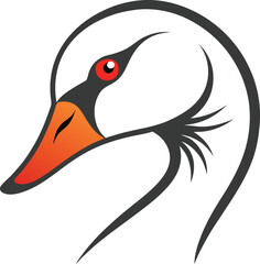 Elegant close up vector illustration of a duck head in line art style
