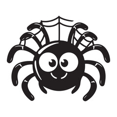 A cute Spider cartoon isolated on white background Halloween vector illustration, Cute spider on web coloring page