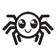 A cute Spider cartoon isolated on white background Halloween vector illustration, Cute spider on web coloring page