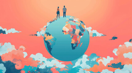Naklejka premium A global brand launching a localized marketing campaign, balancing global identity with regional preferences.