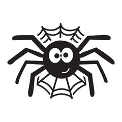 A cute Spider cartoon isolated on white background Halloween vector illustration, Cute spider on web coloring page