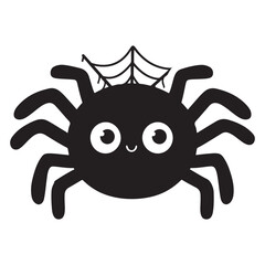 A cute Spider cartoon isolated on white background Halloween vector illustration, Cute spider on web coloring page