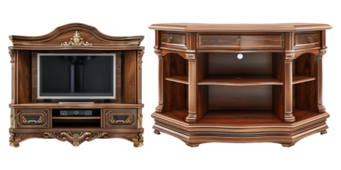 Classic corner tv stand isolated on transparent background