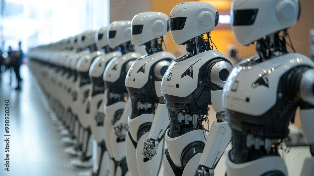 Poster a line of robots