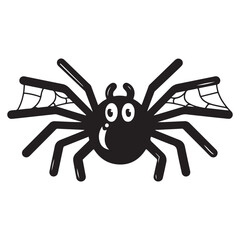 A cute Spider cartoon isolated on white background Halloween vector illustration, Cute spider on web coloring page