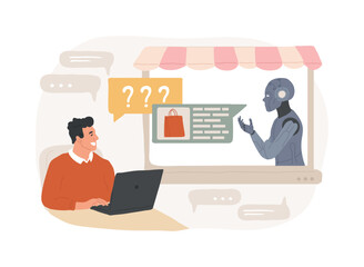 AI-Powered Sales Chatbot Assistance abstract concept vector illustration.