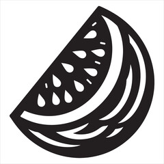 Vector artwork of a watermelon with a minimalist and simple silhouette