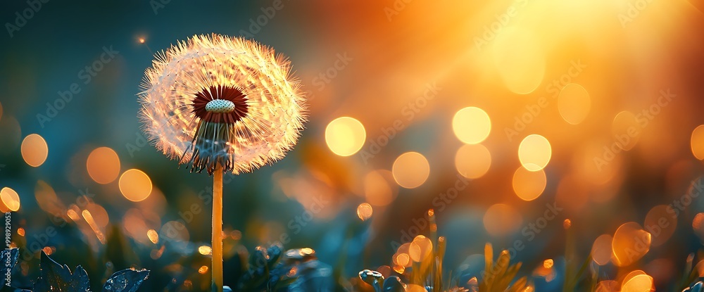 Aufkleber close-up of a dandelion with bokeh background.