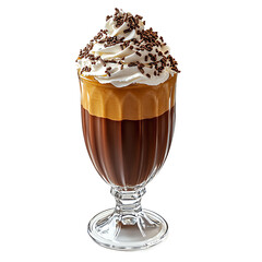 Delicious chocolate milk shake with whipped cream  in glass vector style cartoon isolated transparent new beautiful stock image illustration AI